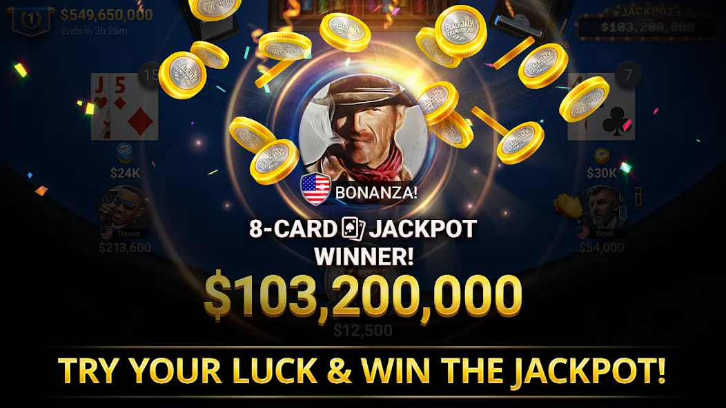 Взломанная Blackjack Championship на Андроид — Безлимитные фишки и открытые столы — скриншот 4