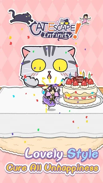 Скачать Cat Escape! Infinity！ — Модификация Безлимитные жизни и монеты — скриншот 1