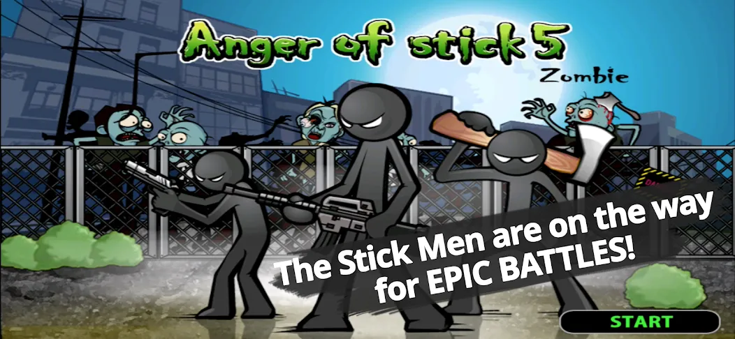 Anger of stick 5 : zombie (Мод Безлимитные деньги и оружие) — скриншот 1