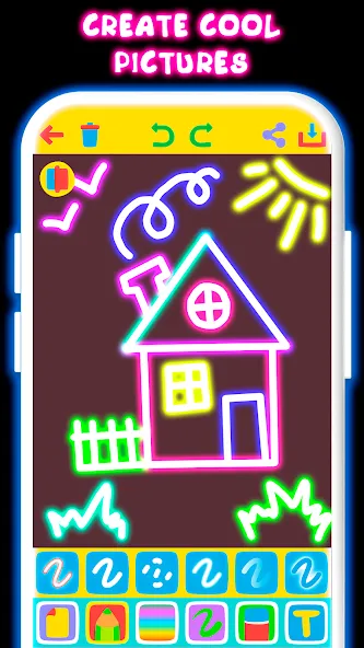 Скачать Drawing For Kids - Glow Draw на телефон — Все рисунки разблокированы и без рекламы — скриншот 1