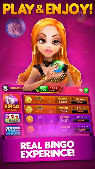Скачать взлом Bingo 90 Live : Vegas Slots на Андроид — Безлимитные монеты и бонусы — скриншот 1
