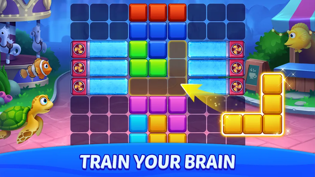 Скачать Block Puzzle Ocean — Последняя версия (Безлимитные подсказки и монеты) — скриншот 2