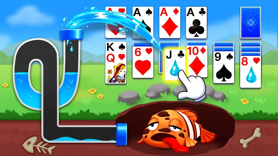 Скачать Solitaire Ocean на Андроид — Безлимитные подсказки и отмены ходов — скриншот 1