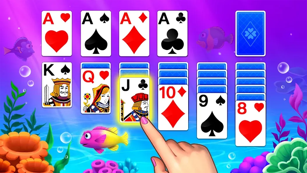 Скачать Solitaire Ocean на Андроид — Безлимитные подсказки и отмены ходов — скриншот 3