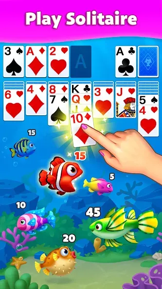 Solitaire Fish (Мод Безлимитные монеты и подсказки) — скриншот 1 Solitaire Fish (Мод Безлимитные монеты и подсказки) — скриншот 1