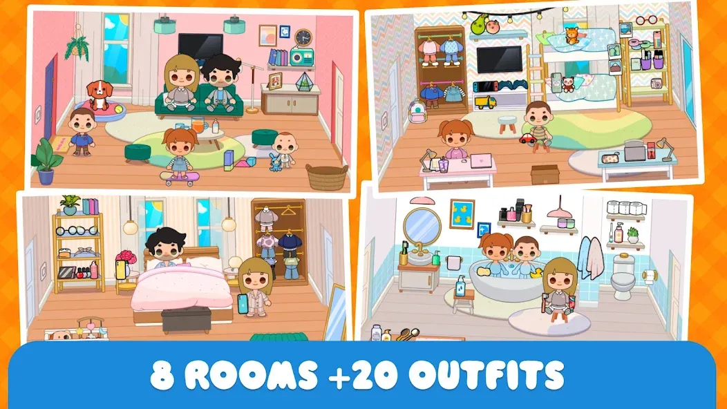 Скачать Minni Family Home - Play House (Мод: Открыты все предметы и локации) на Андроид — скриншот 1