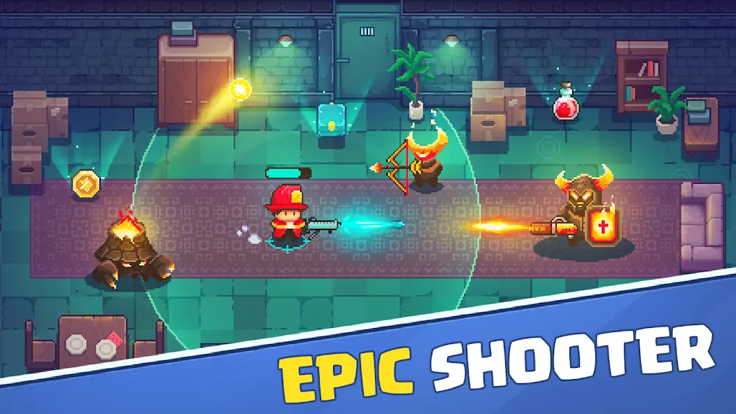 Скачать Firefighter: pixel shooter на Андроид — Безлимитные деньги и улучшенное оружие — скриншот 1