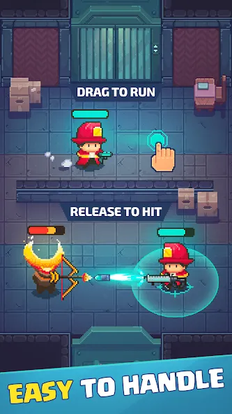 Скачать Firefighter: pixel shooter на Андроид — Безлимитные деньги и улучшенное оружие — скриншот 2