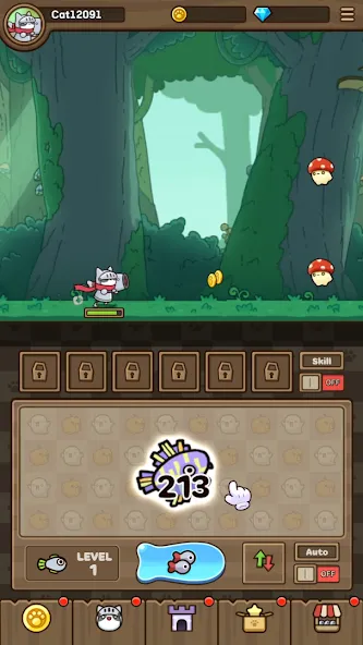 Скачать Cat Hero : Idle RPG (Мод: Безлимитные деньги и алмазы) на Андроид — скриншот 1