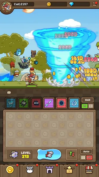 Скачать Cat Hero : Idle RPG (Мод: Безлимитные деньги и алмазы) на Андроид — скриншот 5