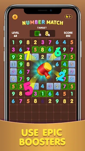 Скачать Number Match: Ten Crush Puzzle на телефон — Безлимитные подсказки и отмены ходов — скриншот 1