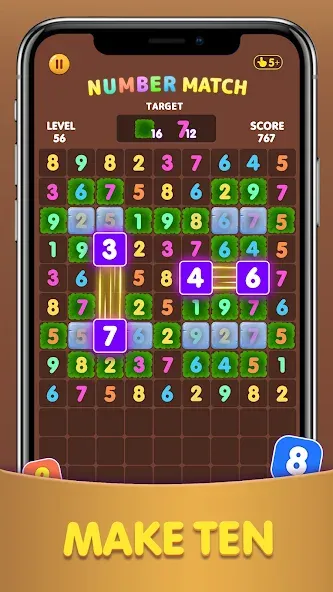Скачать Number Match: Ten Crush Puzzle на телефон — Безлимитные подсказки и отмены ходов — скриншот 4