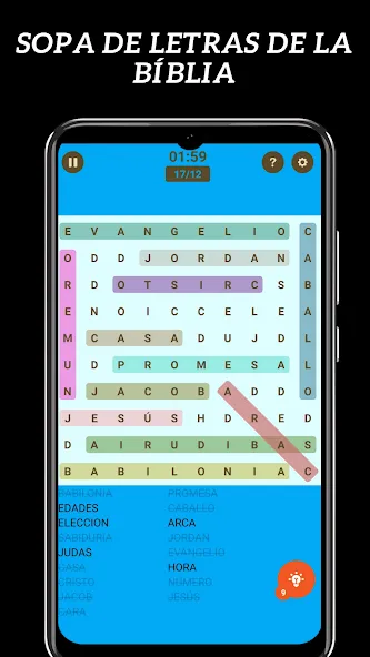 Sopa de Letras de la Bíblia MOD — Pistas ilimitadas y niveles desbloqueados на Андроид — скриншот 1 Sopa de Letras de la Bíblia MOD — Pistas ilimitadas y niveles desbloqueados на Андроид — скриншот 1