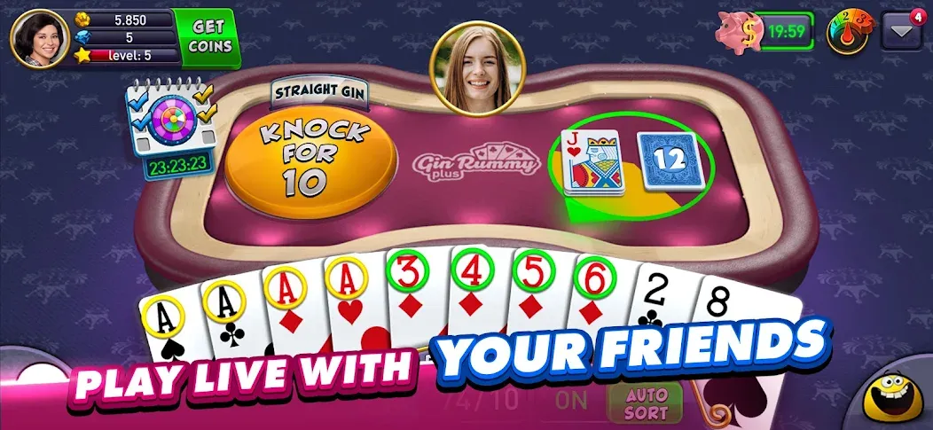Скачать Gin Rummy Plus: Fun Card Game — Последняя версия (Безлимитные фишки и бонусы) — скриншот 3