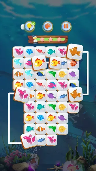 Mahjong Connect Fish World на Андроид — Мод Безлимитные монеты и подсказки — скриншот 1