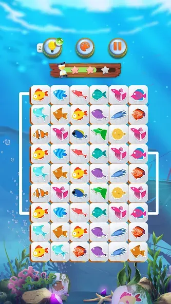 Mahjong Connect Fish World на Андроид — Мод Безлимитные монеты и подсказки — скриншот 2