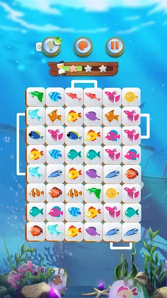 Mahjong Connect Fish World на Андроид — Мод Безлимитные монеты и подсказки — скриншот 3