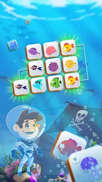 Mahjong Connect Fish World на Андроид — Мод Безлимитные монеты и подсказки — скриншот 4