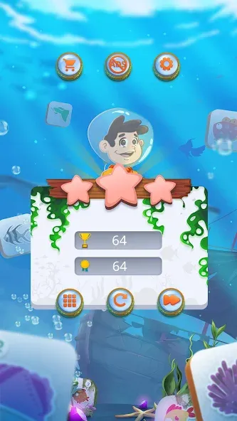 Mahjong Connect Fish World на Андроид — Мод Безлимитные монеты и подсказки — скриншот 5