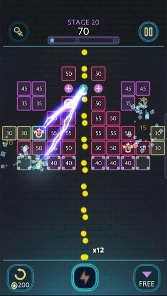 Скачать Neon bricks (Мод: Неонные блоки и бесконечные жизни) на Андроид — скриншот 2