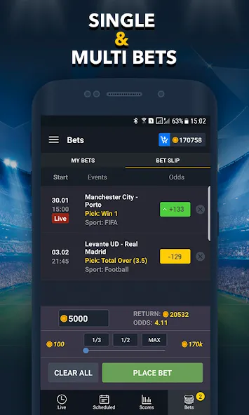 Скачать взлом Sports Betting Game - BETUP на Андроид — Безлимитные ставки и высокий выигрыш — скриншот 5