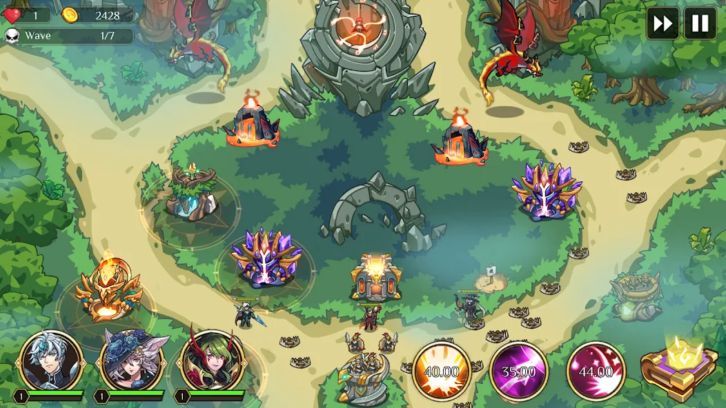 Kingdom War: Tower Defense TD — Мод: Безлимитные ресурсы и все уровни — скриншот 5