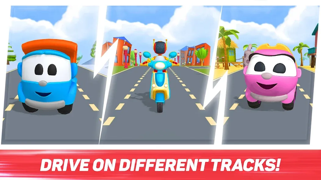 Скачать взлом Leo Runner: car games for kids на Андроид — Безлимитные деньги и все машины открыты — скриншот 1 Скачать взлом Leo Runner: car games for kids на Андроид — Безлимитные деньги и все машины открыты — скриншот 1