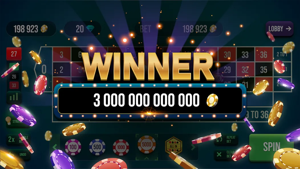 Скачать Roulette All Star: Casino Game (Мод: Безлимитные фишки и открыты все столы) на Андроид — скриншот 5 Скачать Roulette All Star: Casino Game (Мод: Безлимитные фишки и открыты все столы) на Андроид — скриншот 5