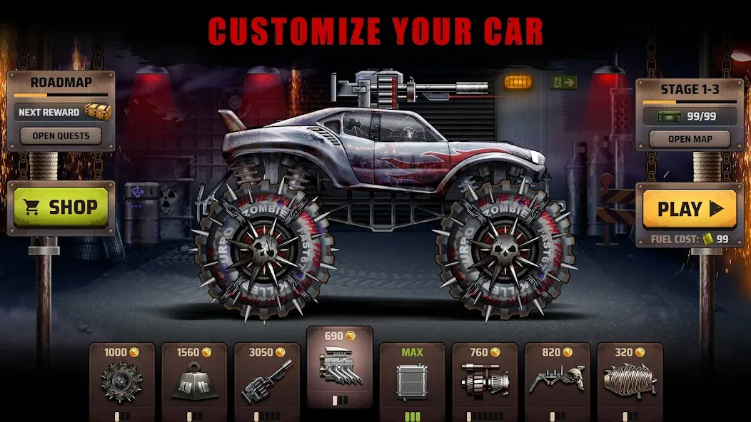 Скачать Zombie Hill Racing: Earn Climb на телефон — Безлимитные деньги и топливо — скриншот 1