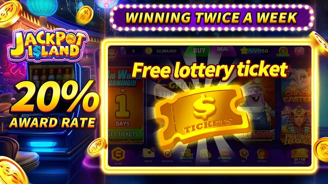 Скачать Jackpot Island - Slots Machine с модом — Безлимитные монеты и бонусы — скриншот 2