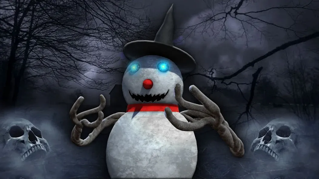 Скачать Evil Scary Snowman Games 3d — Модификация Безлимитные монеты и открытые уровни — скриншот 1