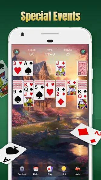 Взлом Solitaire - Classic Card Games — Безлимитные подсказки и отмены — скриншот 3 Взлом Solitaire - Classic Card Games — Безлимитные подсказки и отмены — скриншот 3