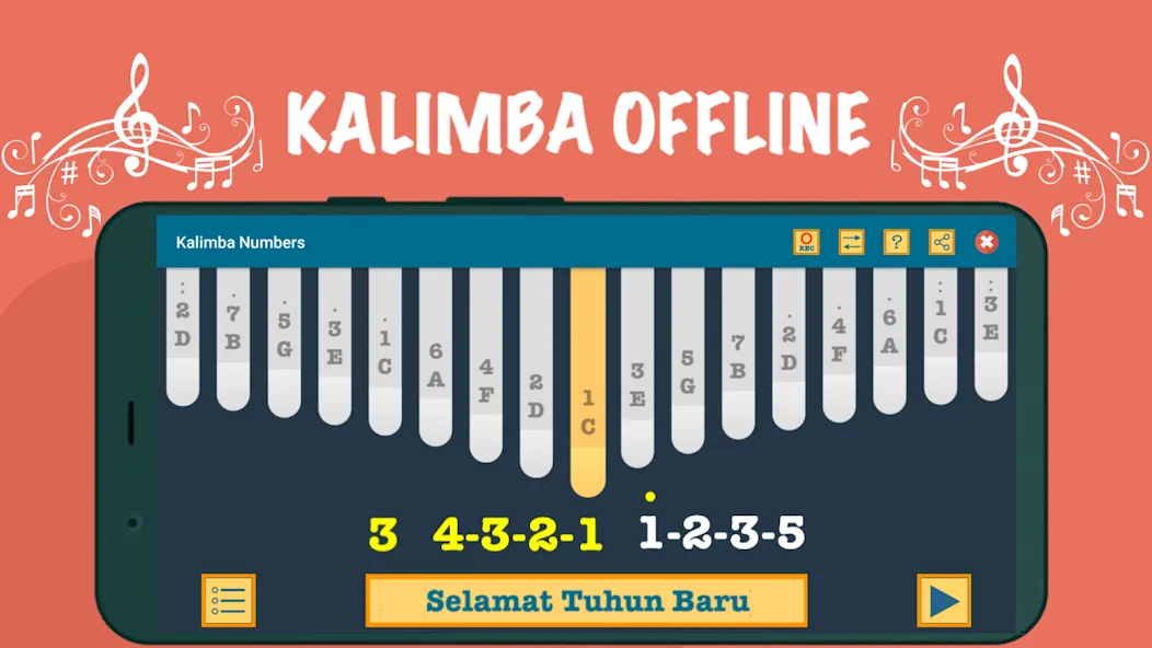 Скачать Kalimba App With Songs Numbers (Мод: Все песни и ноты открыты) на Андроид — скриншот 3
