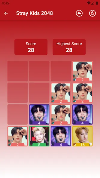 Взломанная Stray Kids 2048 Game на Андроид — Разблокированы все участники и режимы — скриншот 4