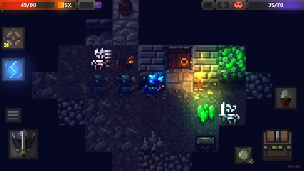 Скачать Caves (Roguelike] на Андроид — Бессмертие и бесконечные ресурсы — скриншот 1