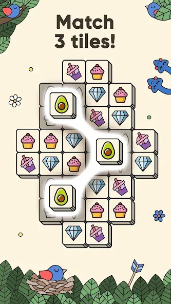 Взлом 3 Tiles - Tile Matching Games — Безлимитные подсказки и жизни — скриншот 1
