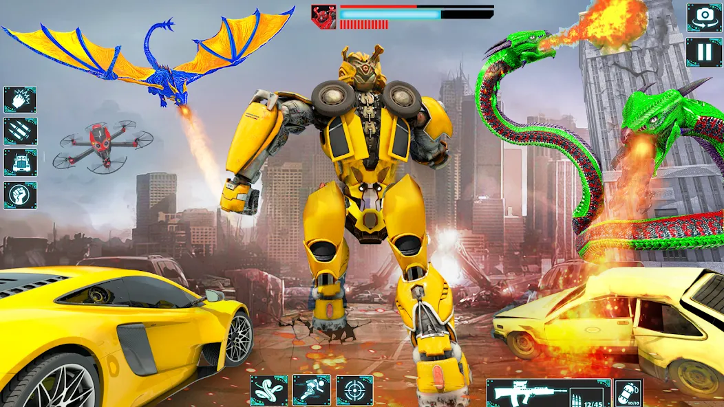 Snake Car Robot Transformation на Андроид — Мод Много денег и все машины открыты — скриншот 2