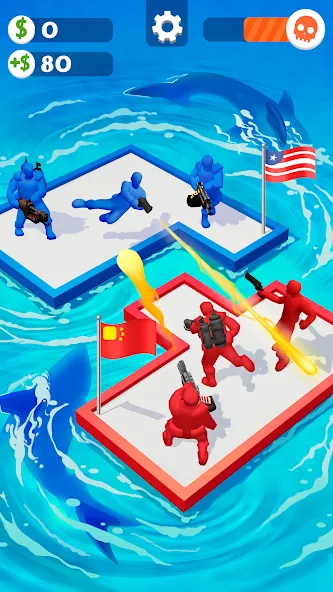 Скачать взлом War of Rafts: Crazy Sea Battle на Андроид — Безлимитные ресурсы и усиленный плот — скриншот 2