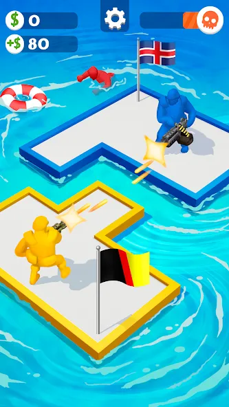 Скачать взлом War of Rafts: Crazy Sea Battle на Андроид — Безлимитные ресурсы и усиленный плот — скриншот 3