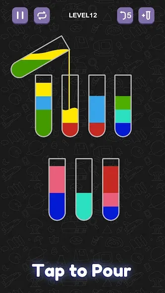 Water Sort Puzzle - Sort Color — Мод: Без рекламы и все уровни открыты — скриншот 1
