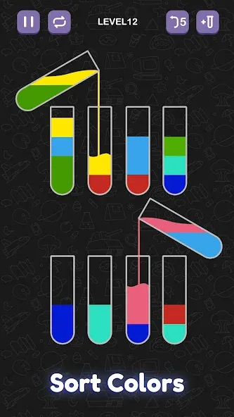 Water Sort Puzzle - Sort Color — Мод: Без рекламы и все уровни открыты — скриншот 3