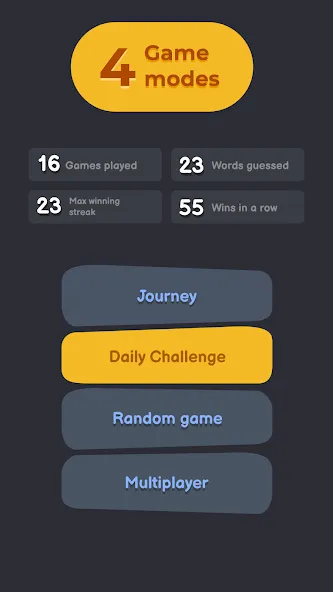 Wordly - unlimited word game на Андроид — Мод Безлимитные попытки и подсказки — скриншот 3