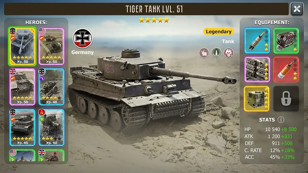 Взлом Heroes of Wars: WW2 Battles (2 — Безлимитные ресурсы и усиленная армия — скриншот 2
