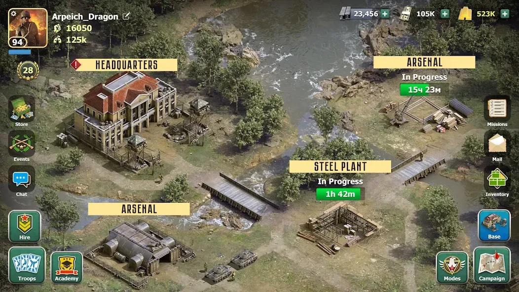 Взлом Heroes of Wars: WW2 Battles (2 — Безлимитные ресурсы и усиленная армия — скриншот 5